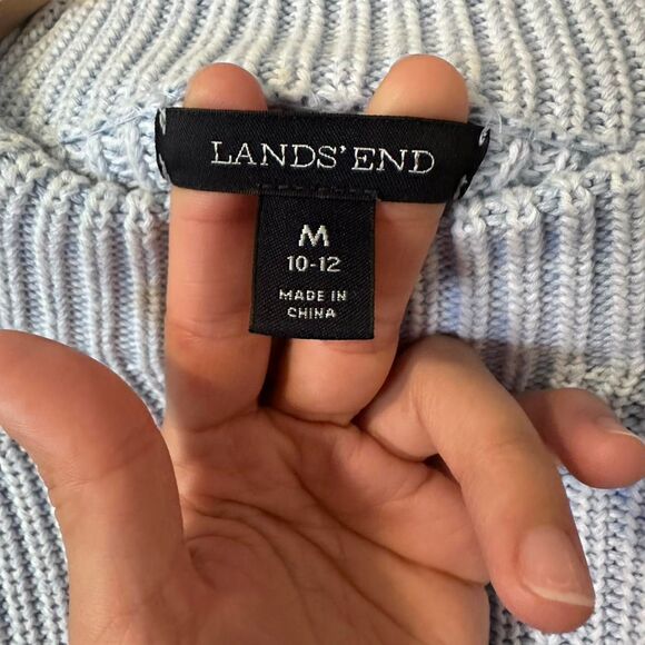 100% Cotton Knit Lands End Sweater in Light Blue Size Medium - Picture 3 of 5